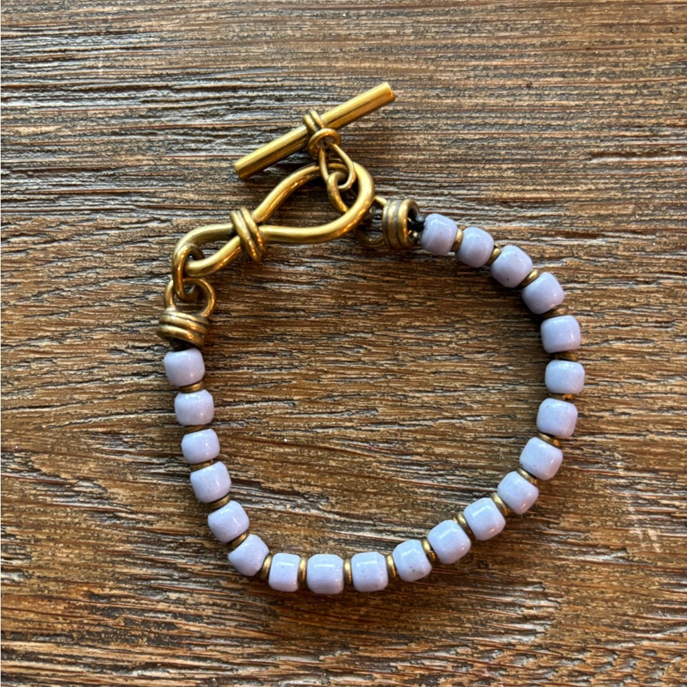 Gold Toggle Lavender Bead Bracelet - New in Box